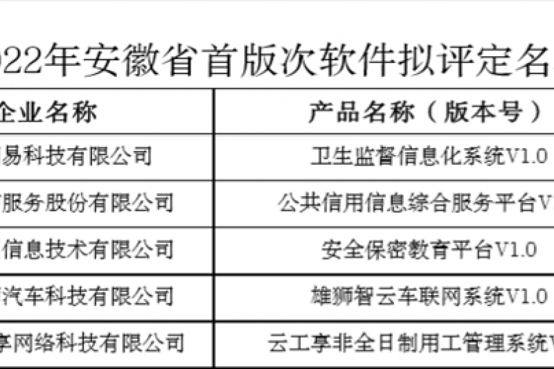 【云圖頭條】喜訊！云圖信息一產(chǎn)品被評定為2022年安徽省首版次軟件